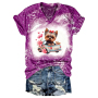 Women Tie Dye Truck Dog Print Top